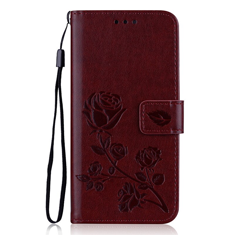 Case For Huawei Y5 Case Flower Wallet Leather Flip Case For Huawei Y6 MYA-L03 U29 L23 L41 L22 Y5III Stand Cover Coque: Brown