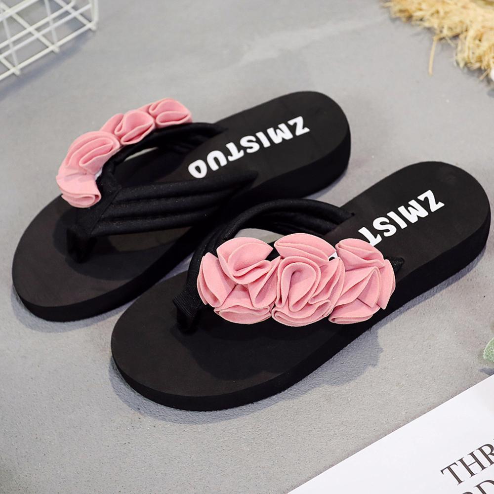 30^sandals Summer shoes woman Flower Clip Toe Flip Flops Non-Slip Wedges Beach Slippersкроссовки женские: Pink / 38