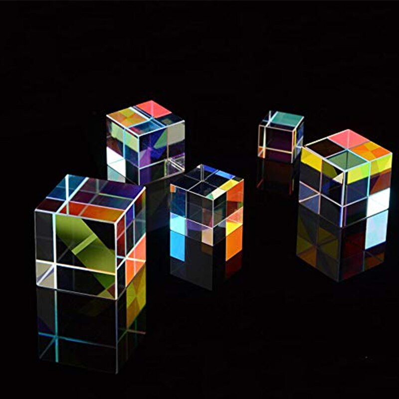 Prism Six-Sided Bright Light Combine Cube Prism Stained Glass Beam Splitting Prism Optical Experiment Instrument 20*20*20mm