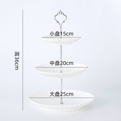 Nordic Ceramic Fruit Plate Three-layer Dessert Plate Cake Plate Multi-Layer Pastry Plate Candy Tray Shelf: A