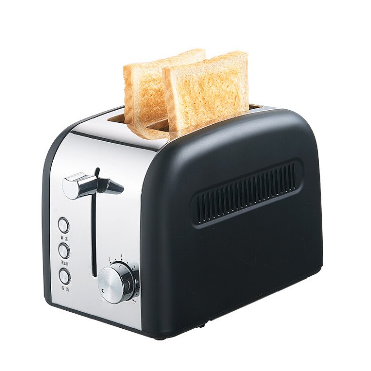 DMWD Multifunctional Electric Toaster 2 slice Automatic Bread Baking machine Stailess steel Toast Sandwich oven with crumb trays: BLACK