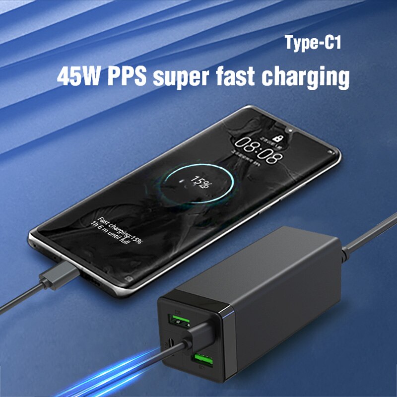 Chargeur USB C 85W, URVNS GaN Tech PD 65W PPS 33W QC 18W, Station de charge rapide USB-C pour iPhone, Samsung, MacBook