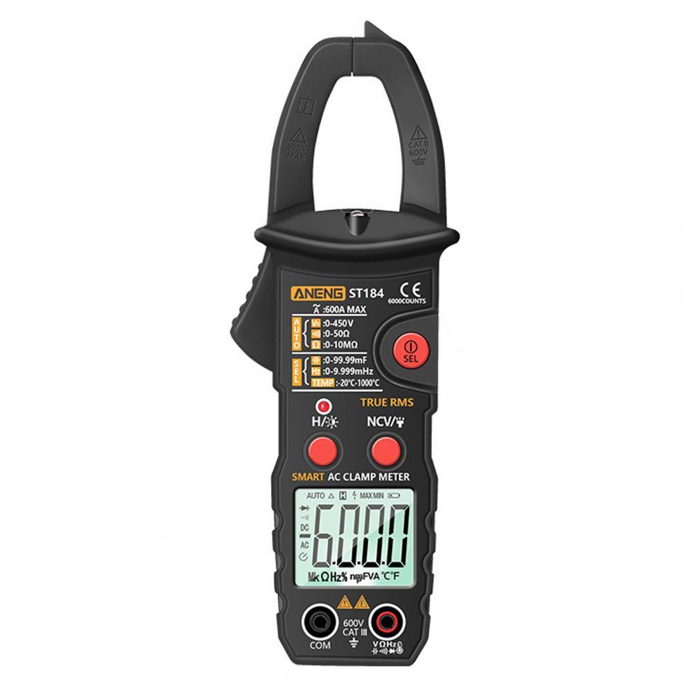 Electrician Clamp Multimeter Durable High Accuracy Electrician Clamp Meter Safe Capacitance Electrical Tester Meter: Black