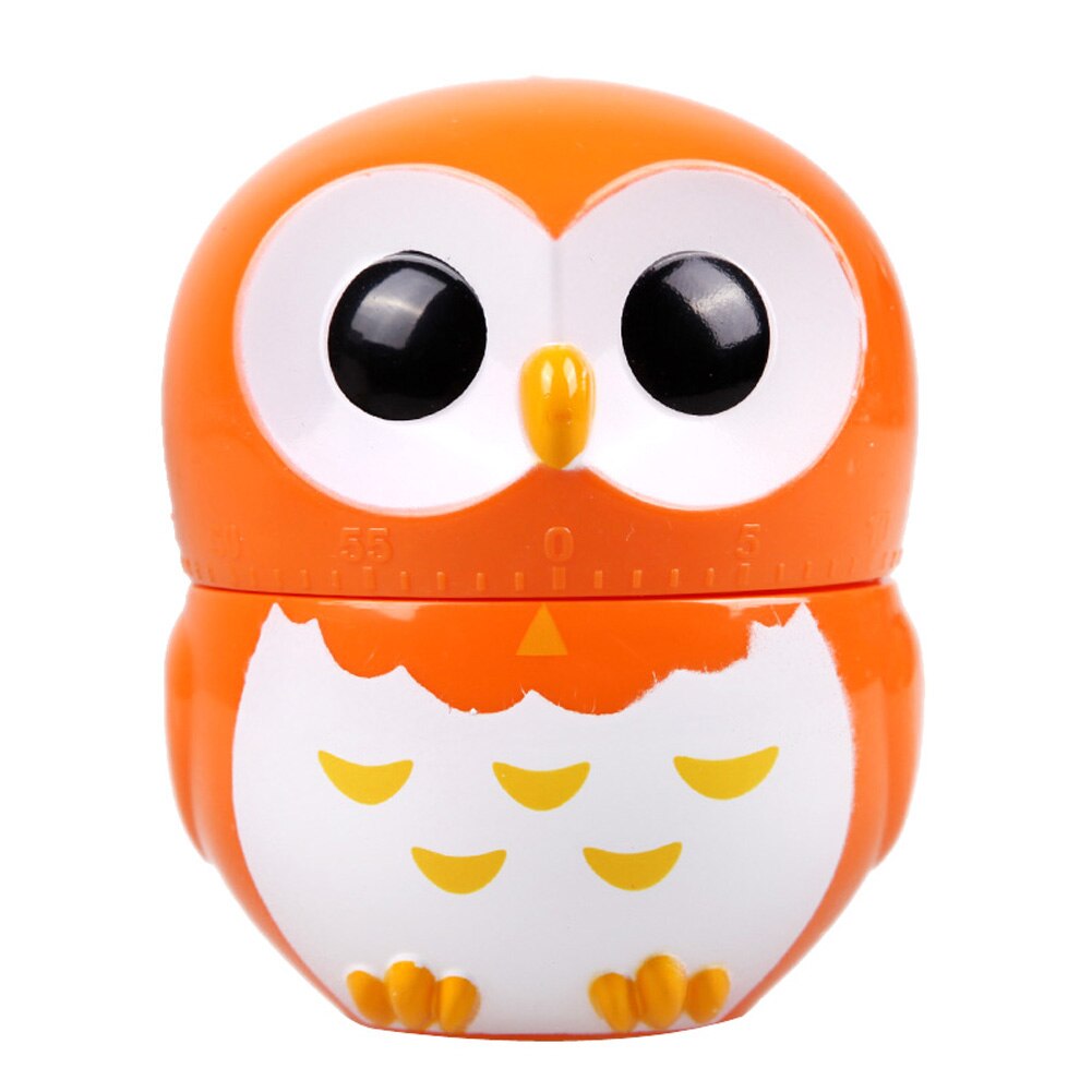 Owl Kitchen Timer 60 Minutes Timer Mechanical Cooking Tool Cute Cartoon Animal Shape Kitchen Accessories: Orange