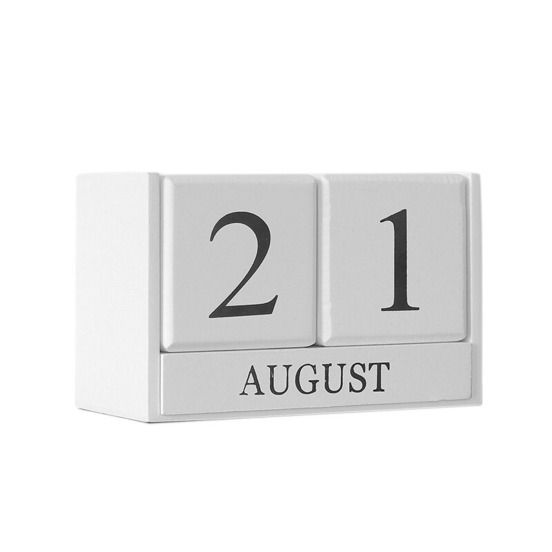 Houten tafelkalender aanrechtdecoratie witte kalender thuiskantoor school winkeldecoratie: Default Title