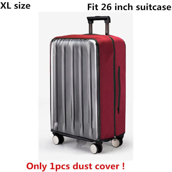 Pvc gennemsigtigt bagagerumscover til bagage elastisk vandtæt trolley kuffert regntasker rejse kuffert tilbehør 18-30 tommer trolley: Rød-xl