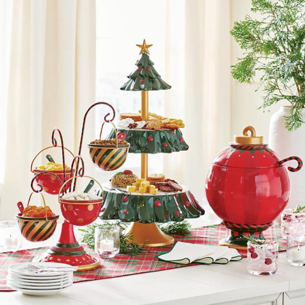 Christmas Snack Holder Stand Xmas Tree Dessert Display Accessories Plate Candy Tray Dish Tableware Kitchen Cake Fruit Rack G3c5