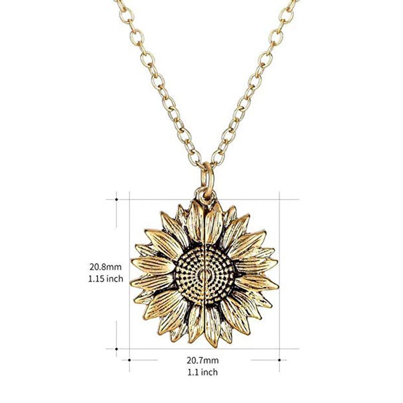 Rose Gold Silver Color Long Chain Sun Flower Female Pendant Necklace Jewelry You Are My Sunshine Sunflower Necklaces For Women