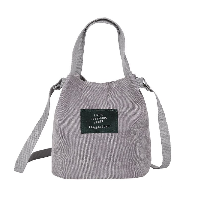 femmes sac à main dames velours côtelé sac à main épaule dames fourre-tout sac à main sacoche sac de messager sac de Shopping de rue: Gris
