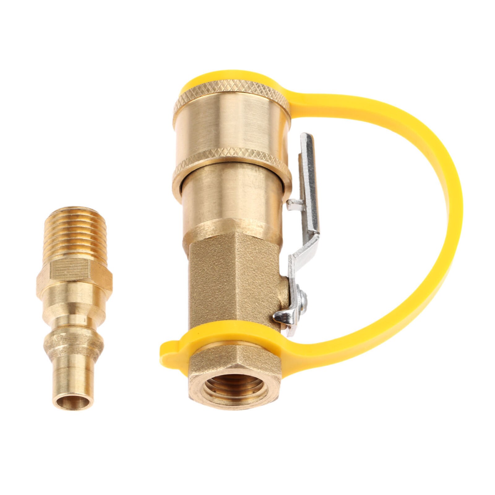 solid brass 1/4&quot; Quick Connect Kit Shutoff Valve &amp; Full Flow Male Plug for Propane Gas