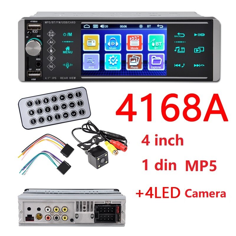 Car Multimedia Player Autoradio Car radio 1din 5.1" touch screen auto audio mirrorlink Android stereo bluetooth rearview camera: 4168A with camera