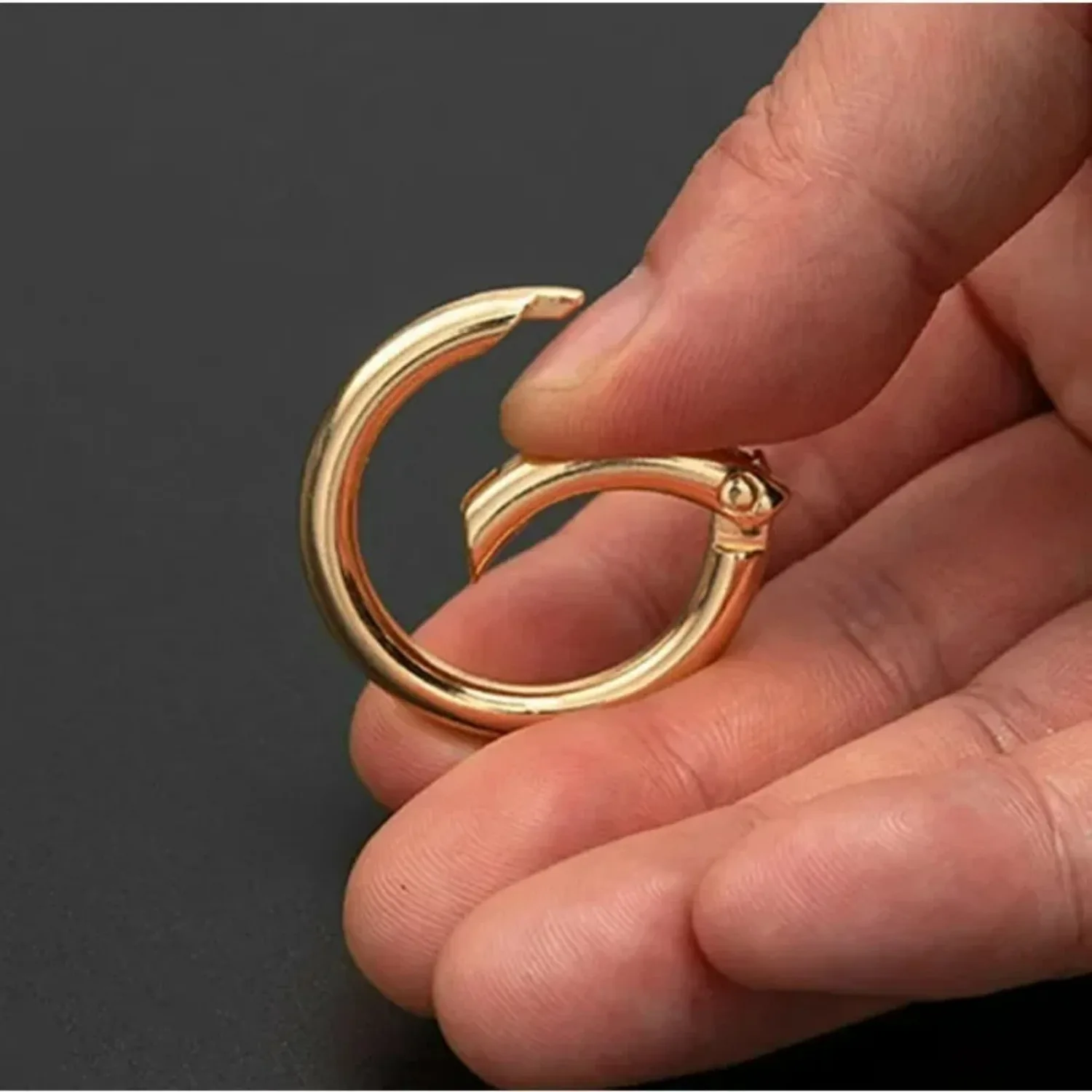 Anillo redondo de Metal de 5 piezas, llavero con hebilla de resorte, joyería artesanal que se puede abrir, mosquetón redondo, broche para bolso