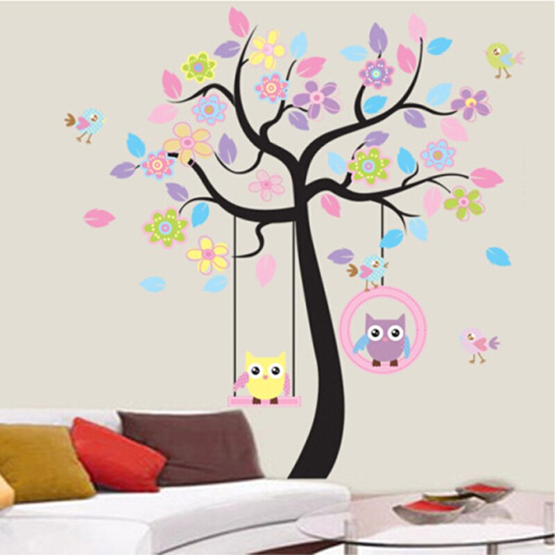 Diy Uil Bird Tree Muursticker Home Decor Kamer Voor Kinderen Woonkamer Decals Kinderen Baby Nursery Decoratieve Wallpapers Stickers