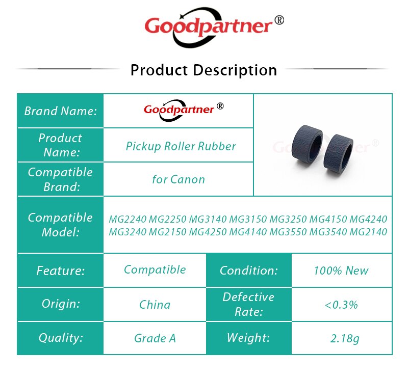 50X QM4-1893 QM4-1894 Pickup Roller Rubber Tire for Canon E500 E510 E600 E610 MG 3250 3270 4240 2140 2170 2240 3140 4250 3540