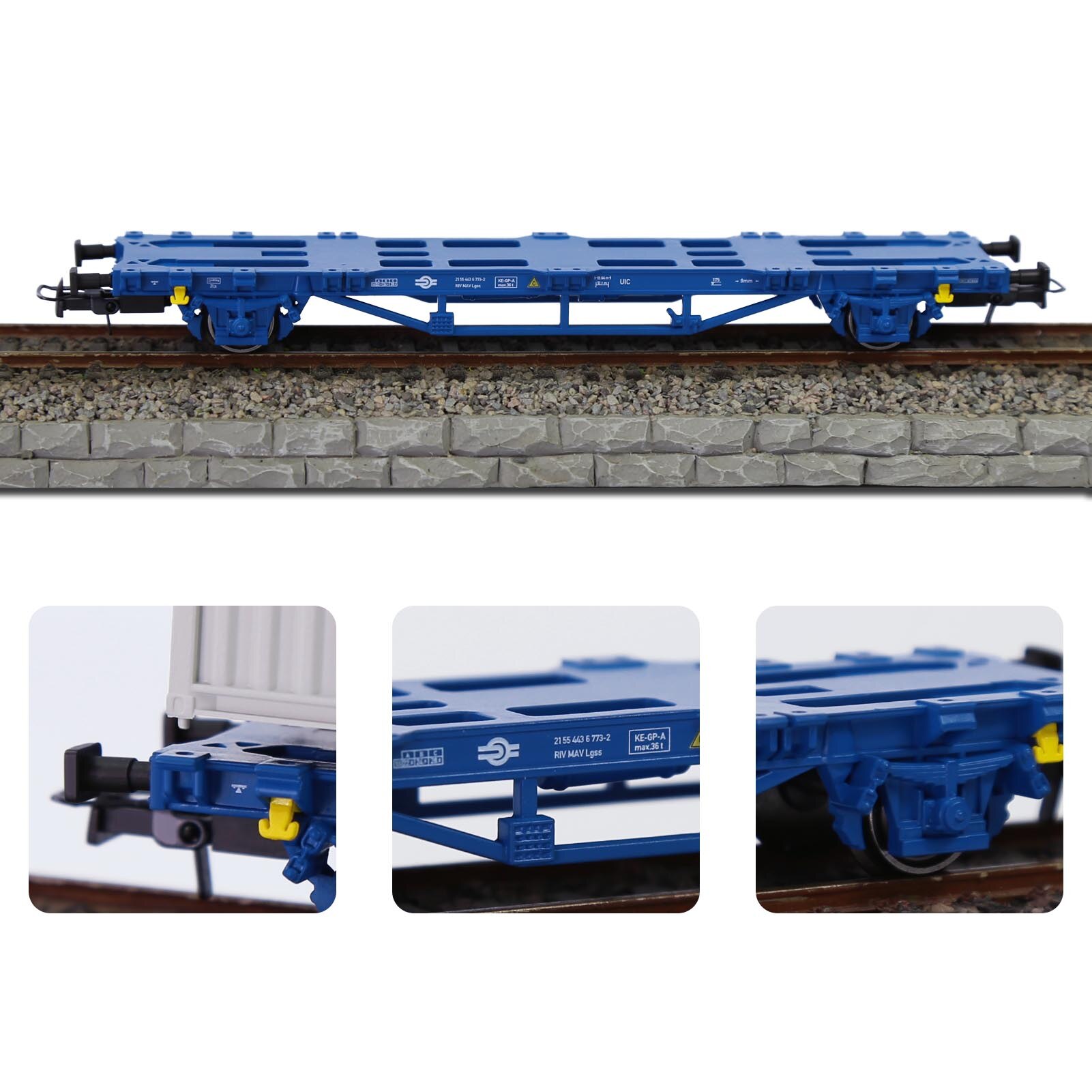 1pc Model Trains Wagons HO Scale 1:87 Flat Car Rolling Stock C8761: Printed Blue