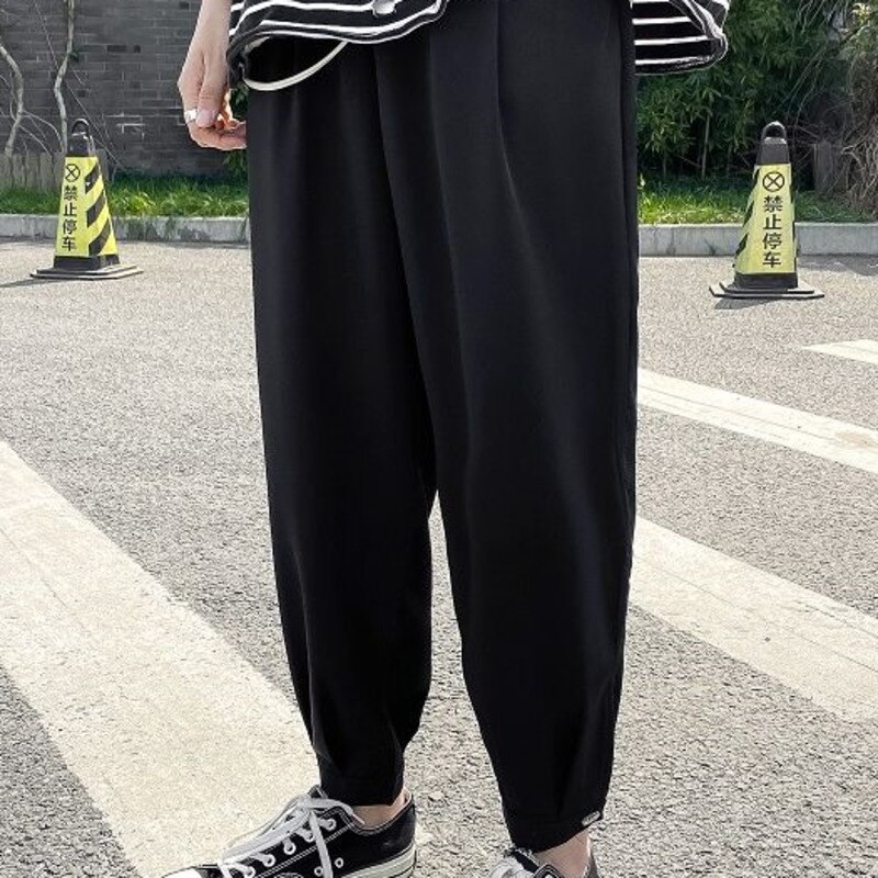 Sommer tynde afslappede bukser herre ensfarvet business kjole bukser mænd streetwear løse britisk stil haremsbukser m -2xl