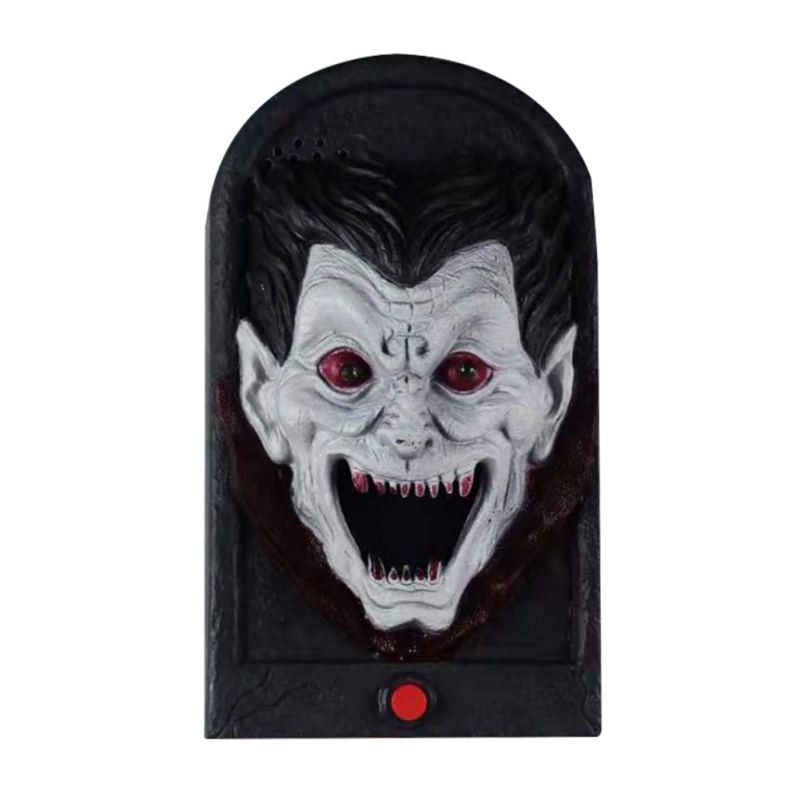 Halloween Decorations Tricky Doorbell Animated Haunted Doorbell Skull Doorbell Prop With Moving Tongue And Light Up Eyes: C