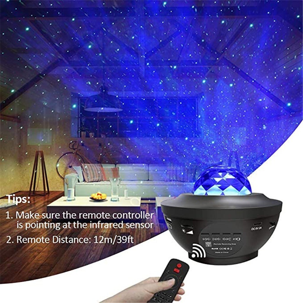Colorful Starry Sky Projector Blueteeth USB Voice Control Music Player LED Night Light Romantic Projection Lamp Birthday