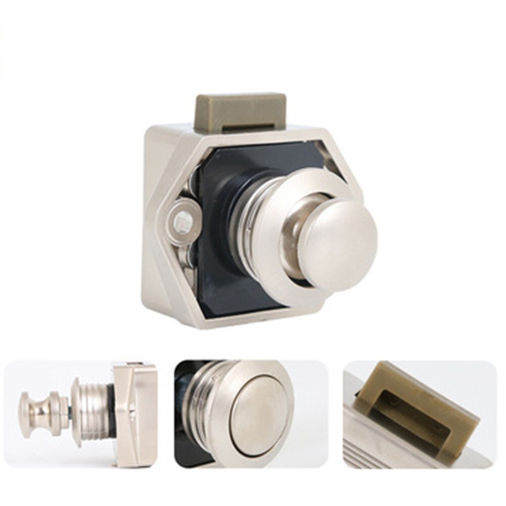 Loquet de porte de placard en Aluminium avec bouton-poussoir, pour caravane, Van, bateau, camping-car, pour meubles