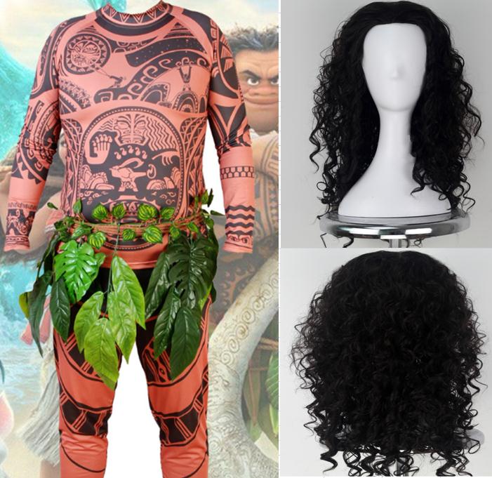 Maui cosplay kostymer barn top byxor peruk leksak glänsande sång krok halloween cosplay kostymer moana cos carnaval förklädnad