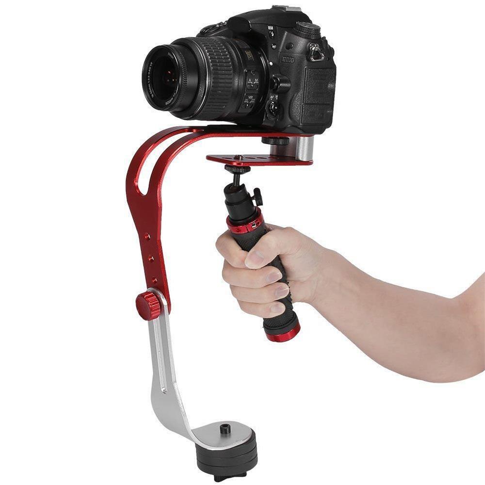 Handheld Video Camera Stabilizer, Portable U Shaped Bracket with LED Light Microphone, Prevent Shaking When, for SLR Camera, Mobile Phone, Digital Camera, Video Recorder