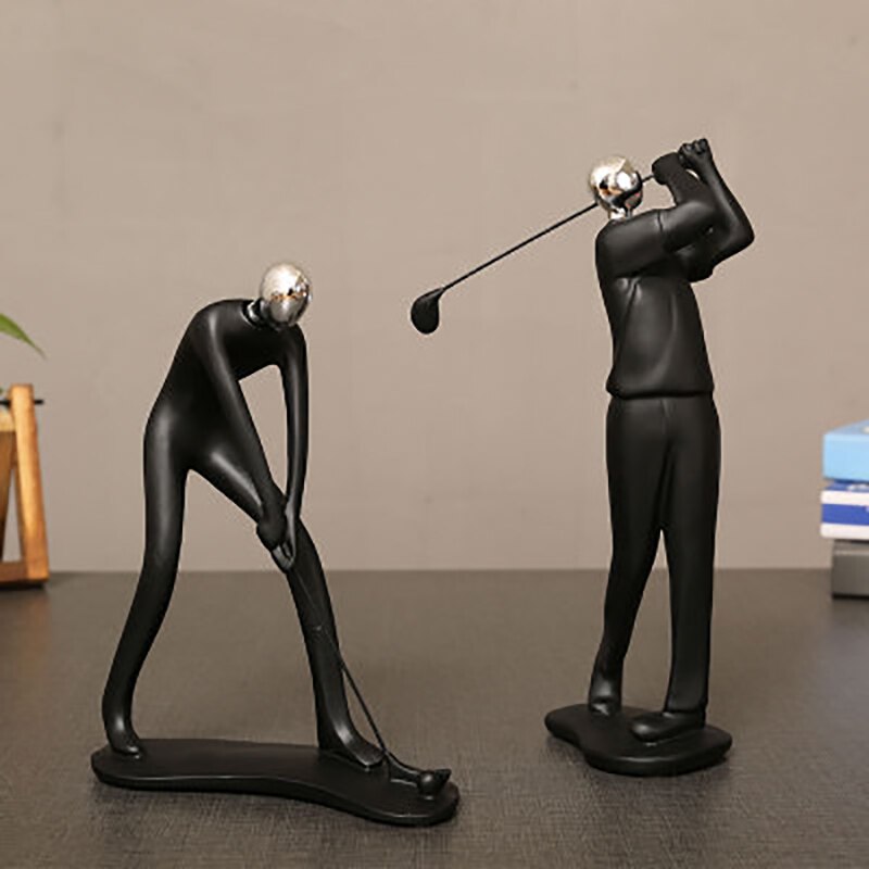 Harpiks sport mand golf cykel statue sorte figurer håndværk ornamenter enkel boligindretning vinskab dekorationer  d057