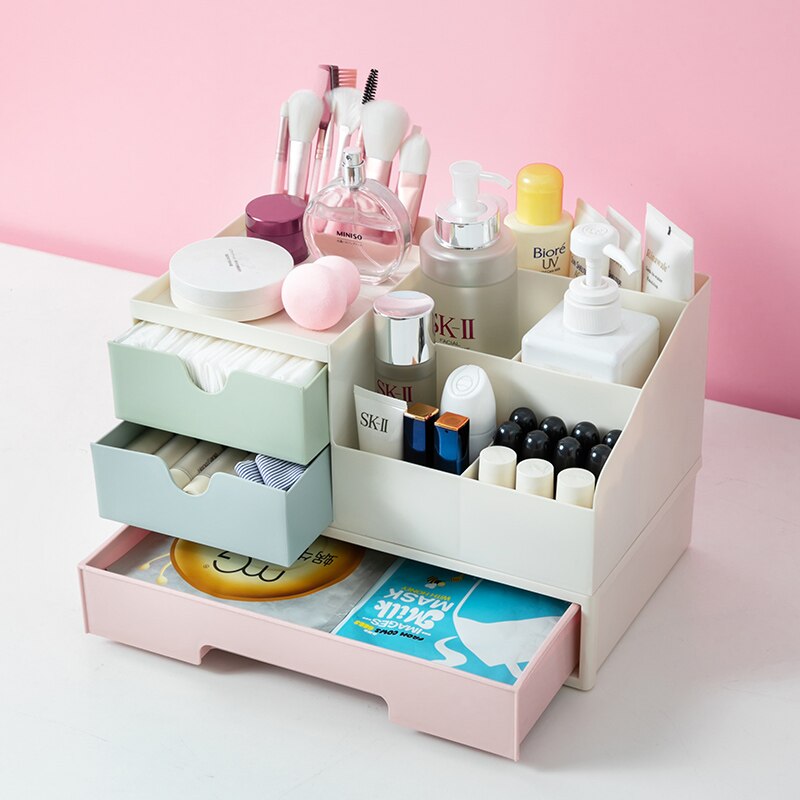 Cosmetic storage box cosmetic table storage box jewelry box plastic drawer dividing rubber band lipstick finishing rack