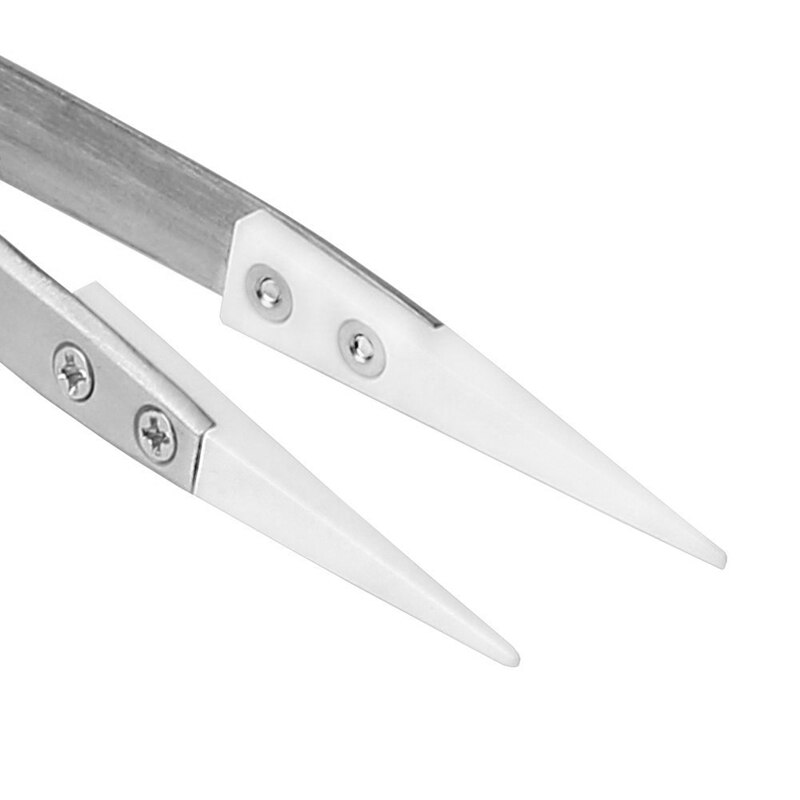 2 Pack Precision Ceramic tweezers Non-Conductive Anti-Static Highly Heat Resistant Tweezers