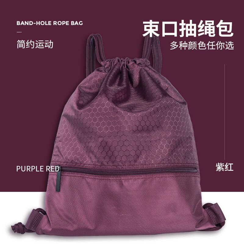 Honingraat Tasje Cinch Sack Rugzak String Koord Rugzak Sporttas Tote School Sport Reizen Tasje: Paars