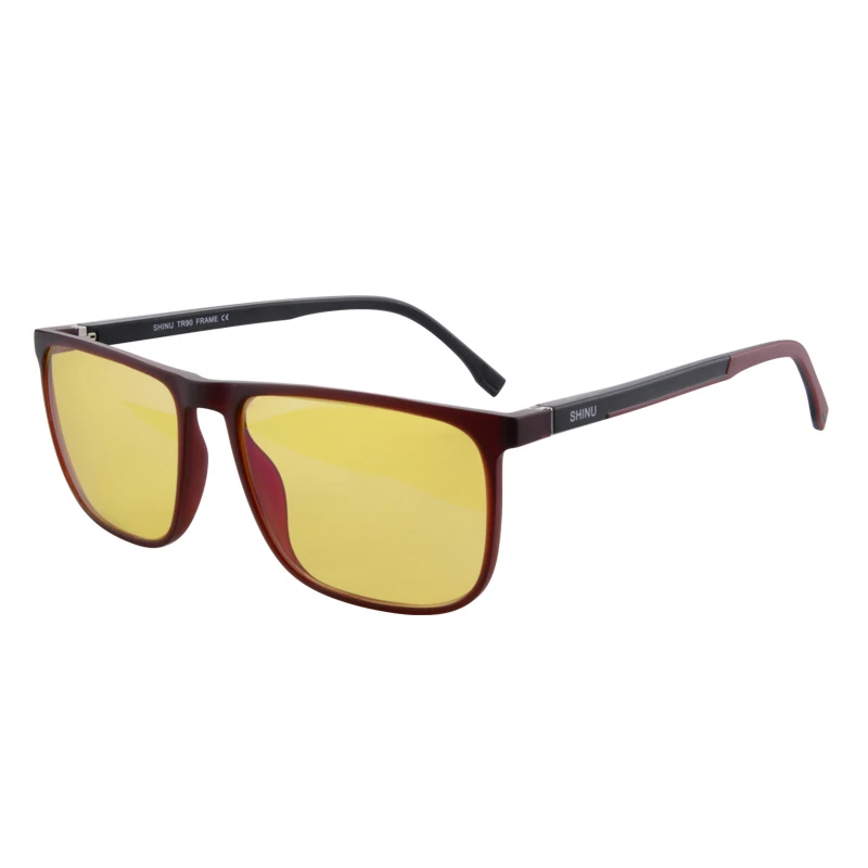 SHINU bon sommeil lumière bleue bloquant les lunettes hommes lentilles rouges Anti lumière verte éliminer la fatigue oculaire lunettes Bluelight: Argent