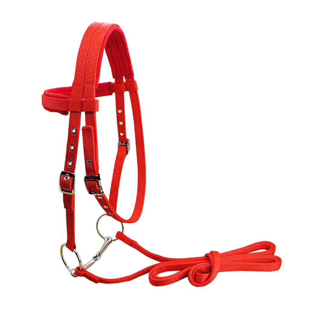 Hållbart hästtyg hästtyglar headstall förtjockat grimma ridutrustning 3 justerbara spännutrustning för häst: Röd l