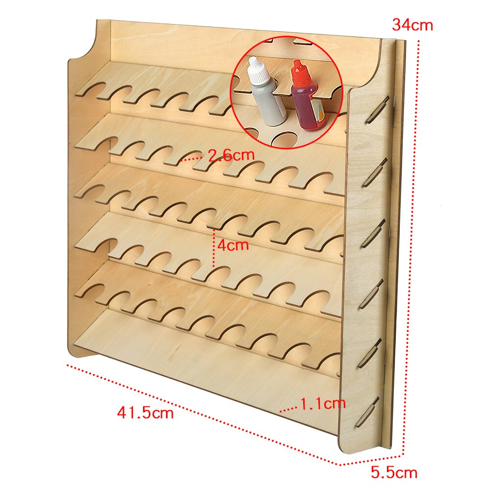 Scatola di immagazzinaggio dell&#39;organizzatore della pittura dei pigmenti di legno dell&#39;assemblea di Diy per il Modeler del supporto del supporto delle bottiglie di vernice: AV 43 hole