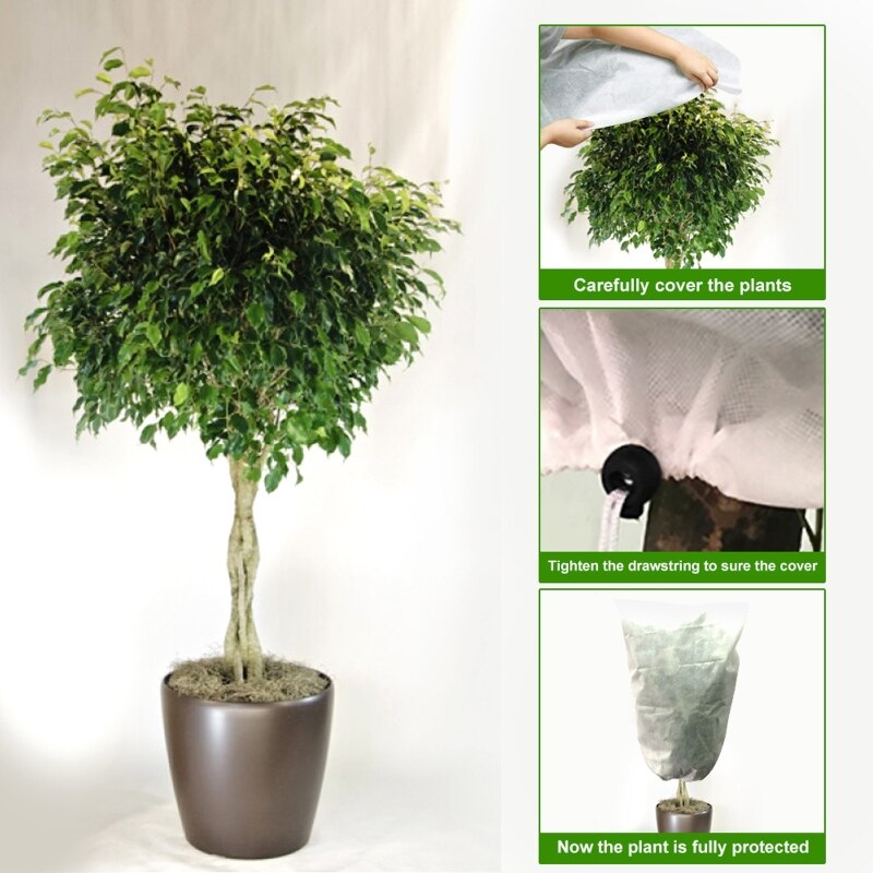 Plantenbeschermingskoordzak, herbruikbare winterbeschermende struikenhoesdoek  h55a