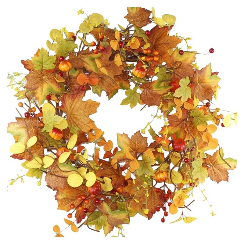 Artificial Maple Leaf Wreath Door Wreath Fall Wrea... – Vicedeal