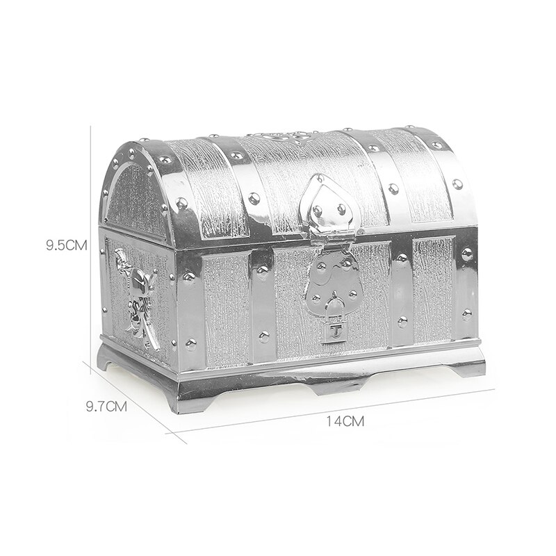 Doldoly Piraat Schatkist Doos Sieraden Opbergdoos Case Home Decoratieve Slaapkamer Opslag Speelgoed Box Party Gunsten Props: silver chest I