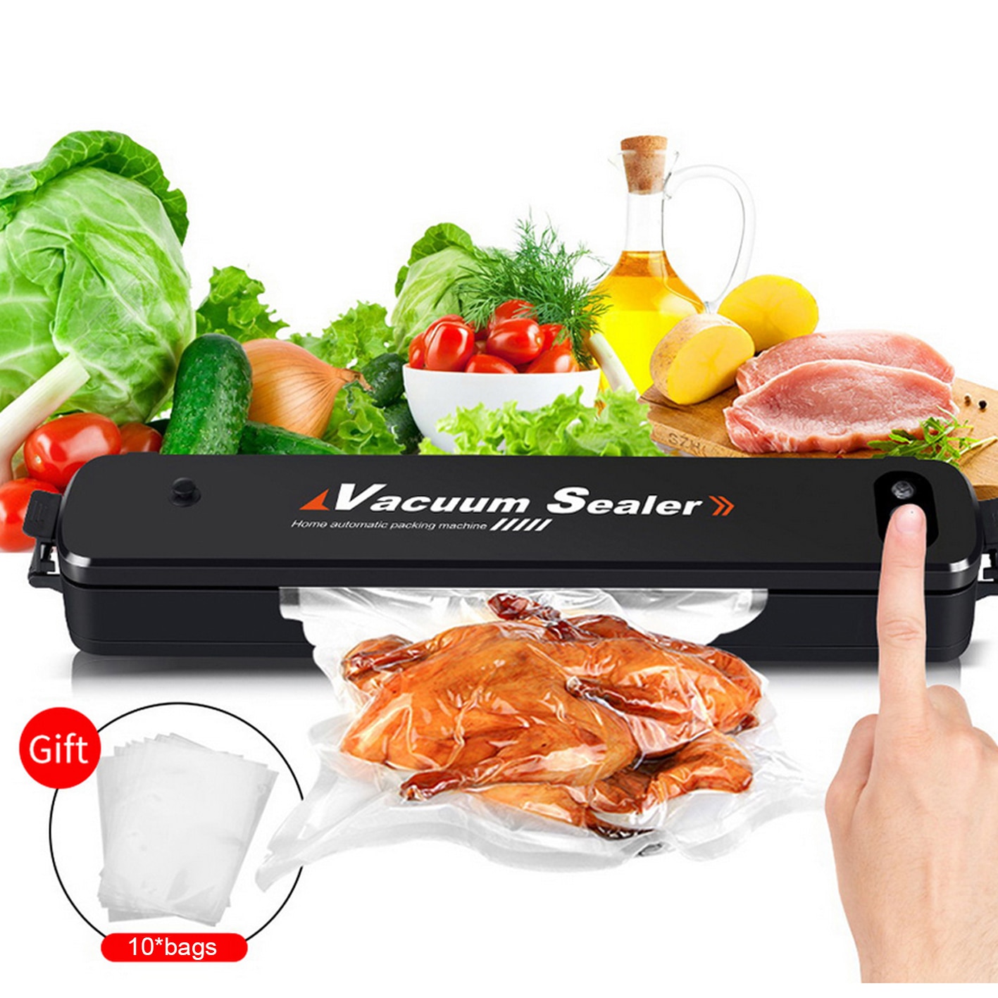 Huis Keuken Beste Food Vacuum Sealer Met 10 Vacuüm Verpakking Zak Sealmachine Huishoudelijke Sluitmachine 220V Eu 110V Us