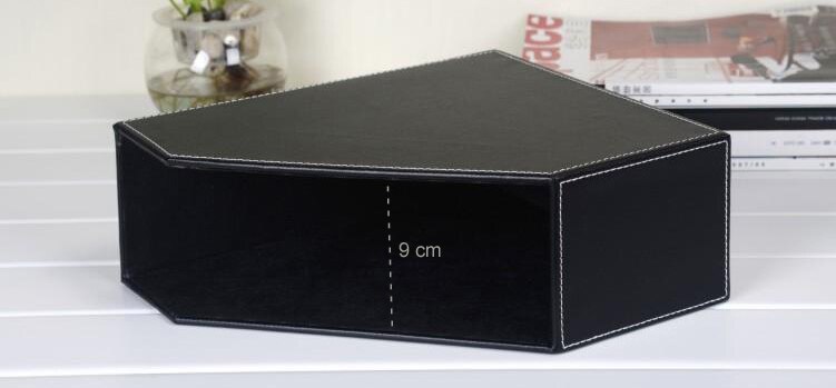 1-slot a4 houten lederen office desktop bestand boek tijdschrift stand rack houder tafel document filing box organizer zwart 224A