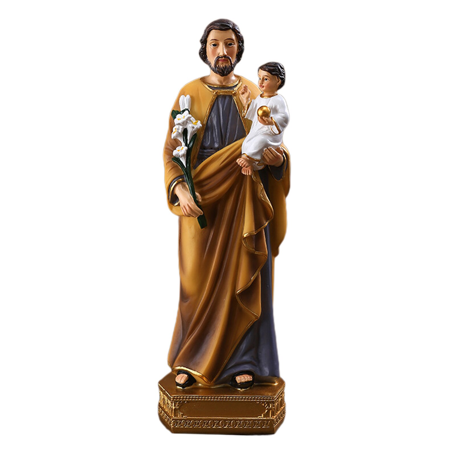 St. Joseph Statue 20cm H Garden Collection Resin and Stone Decorative Religious Home Indoor and Outdoor Decor Durable
