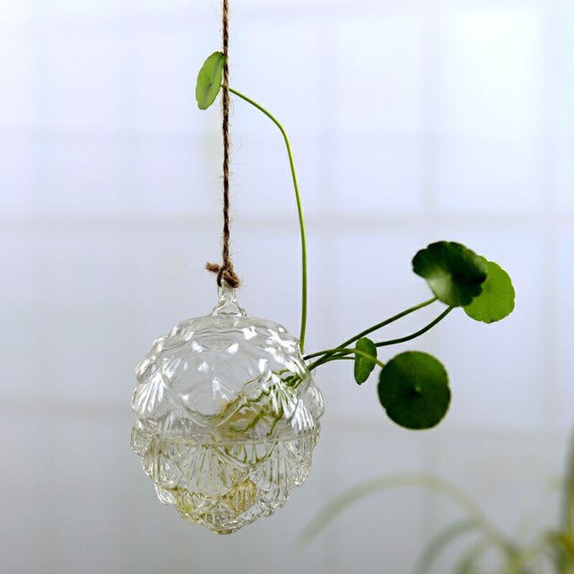 Flower Hanging Vase Glass Planter Plant Terrarium Container Home Wedding Deco: D