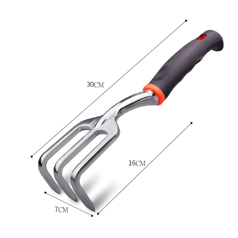 Blomsterspade blomsterhageverktøy sett tredelt kjøttspade blomsterspade husholdningsgraver blomsterspade speilkule metall: Hage rake av aluminium