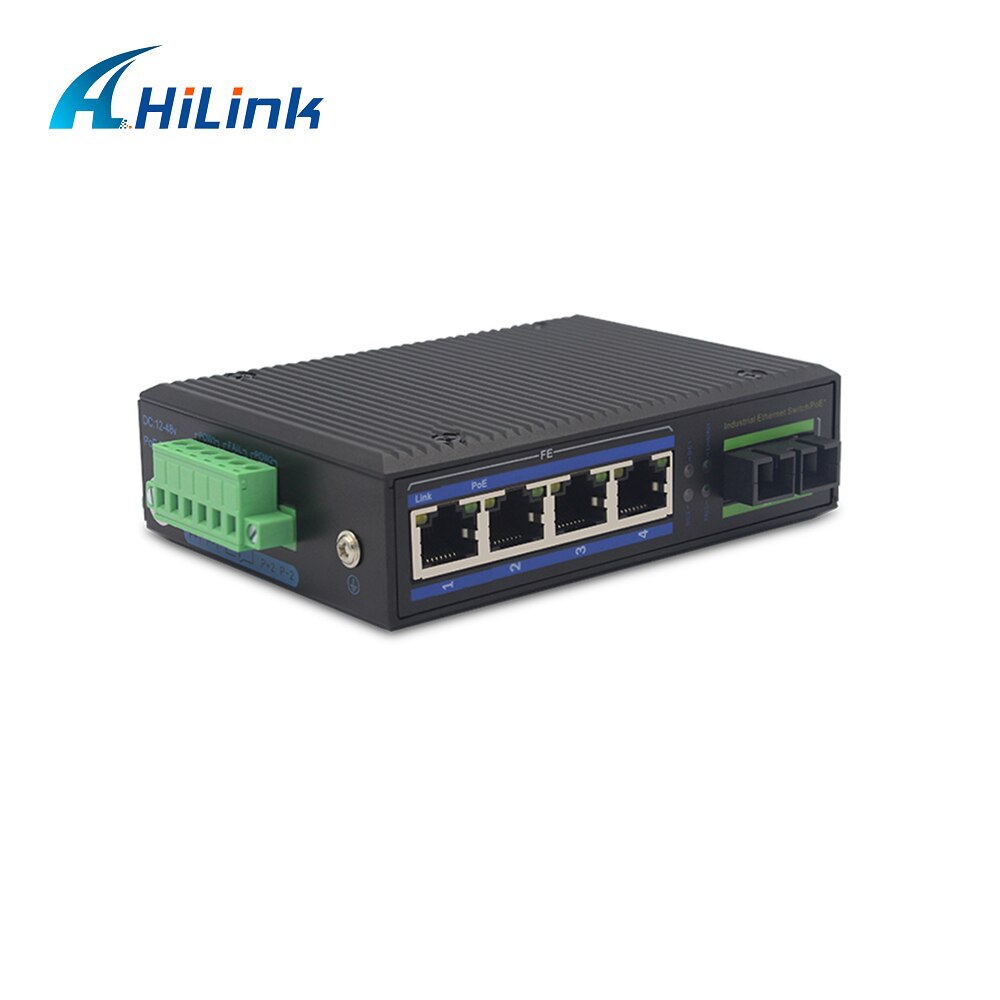 Un-Beheerd Industriële Grade Media Converter 1x100Base Sc 4-Poort 10/100Base Ethernet RJ45 Multimode Dual fiber 2Km