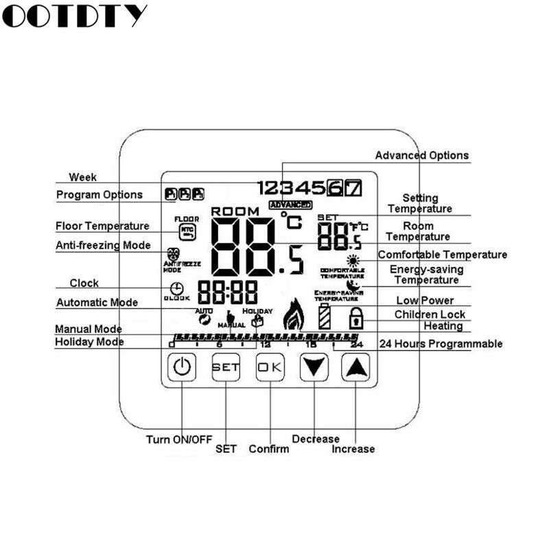 Gas Boiler Heating Temperature Controller Programmable Thermostat Wall Mounted