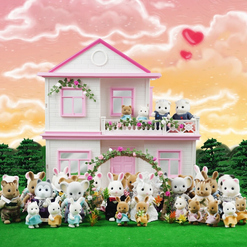 Scala 1:12 giocattolo casa mobili in miniatura 1/12 del coniglio panda della ragazza giocattolo foresta famiglia di animali per bambini di simulazione pretend gioco set