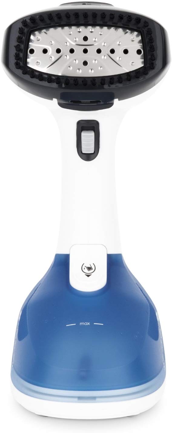 Plancha Vapor Vertical Muy Potente, 1640 W, 24 g/m, Suela de Acero Inozidable, Depósito de Agua Extraíble de 250 mL, Autonomía Ilimitda, Ideal para Viaje, Azúl. H.Koenig_STM10