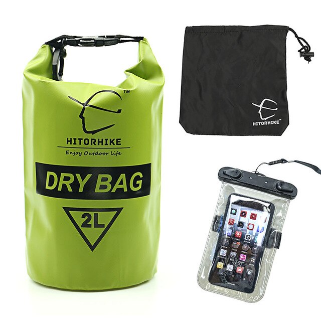 2L pcv na zewnątrz IPX6 worek wodoszczelny suchy torba z etui na telefon trwałe lekkie nurkowanie pływające kemping plecak turystyczny torby robić pływania: zielony