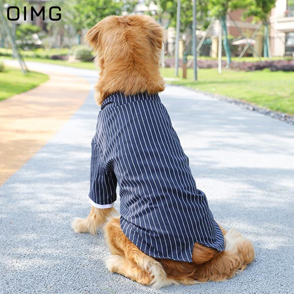 OIMG Gentleman Anzug Hund Hemden + Gestreiften Krawatte Bräutigam Hund Hochzeit Kleidung Für Große Hunde Blusen golden Retriever Labrador