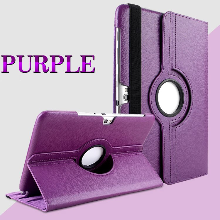 360 draaibare beugels, flipstandaard, leren hoes voor samsung galaxy note 10.1 gt-n8000 n8000 n8010 n8020 tablethoes + pen: Paars