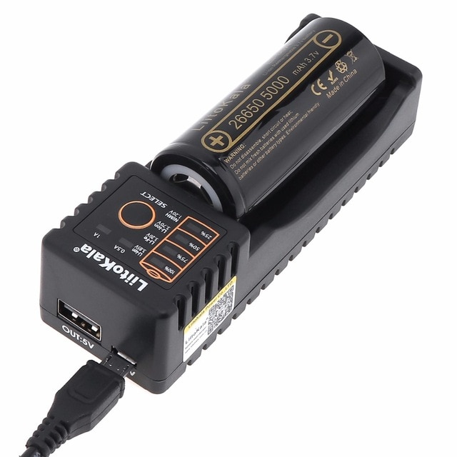 Liitokala 3.7 V 26650 5000 mAh Li-Ion Oplaadbare Batterie + Batterie Ordinateur Portable Cas + Chargeur Unieke Smart USB Slot