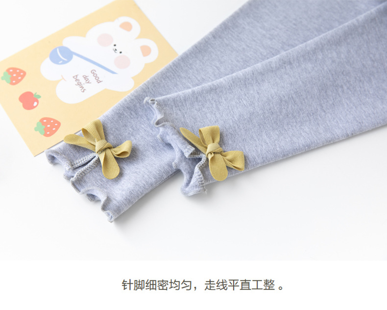 2022 spring girls' leggings Korean style children's pants Colorful big bow girls' pants
