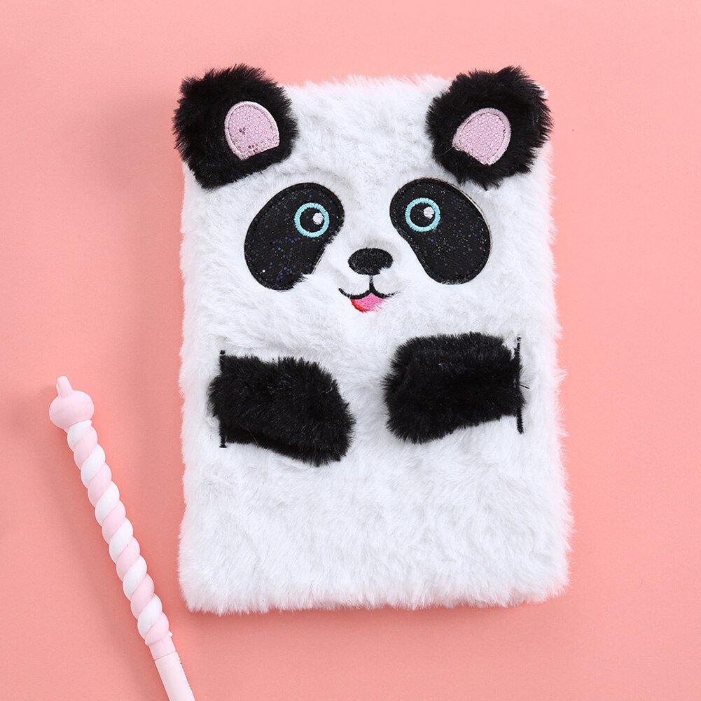 Agenda con cubierta esponjosa de dibujos animados de gato y Panda para niñas, cuaderno de notas DIY, diario, Agenda , planificador,